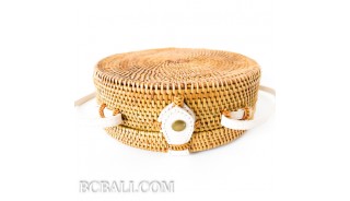 circle disc handbags rattan limited edition white leather handle